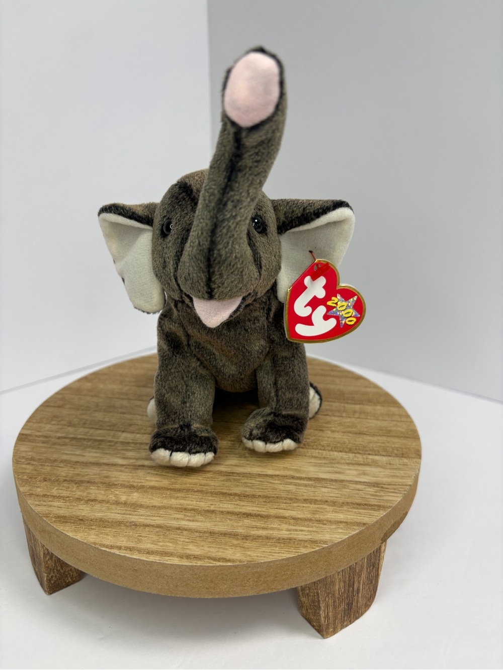 Ty Beanie Babies - Trumpet the Elephant Gray Beanbag Plush Released in 2000 NWT